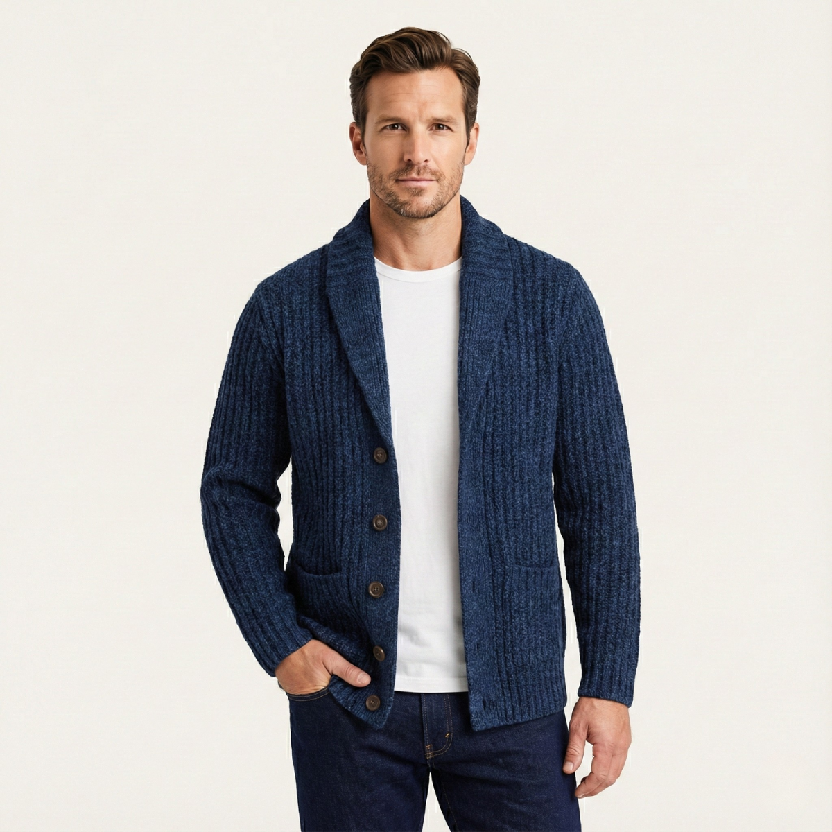 Montpellier Men's Knit Cardigan Shawl Collar Chunky