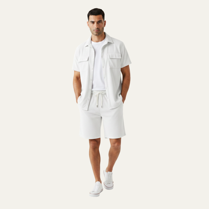 Men's Corduroy Summer Set Shirt And Shorts