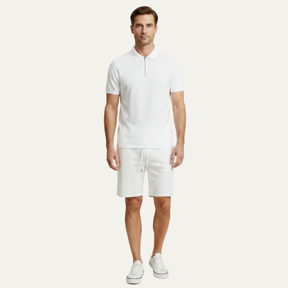 Men's Summer Shirt And Shorts Set Solid Color Casual