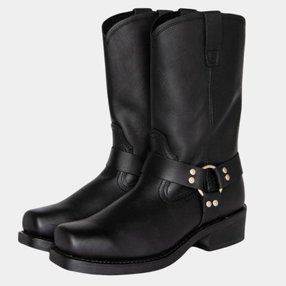Ladies Low Heel Buckle Boots