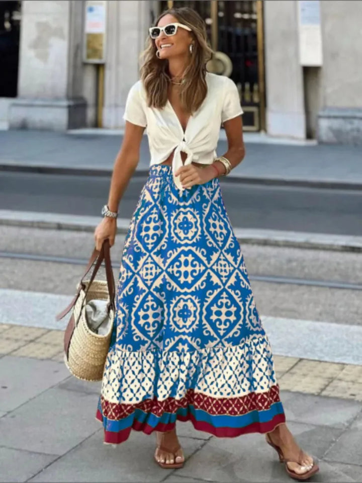 Women's Floral Maxi Skirt Elastic Waist