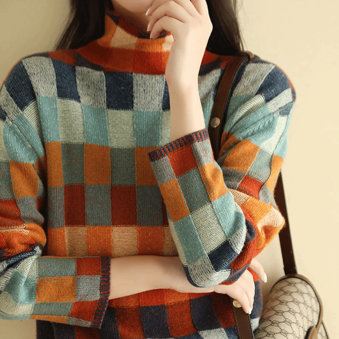 Women's Turtleneck Patchwork Sweater