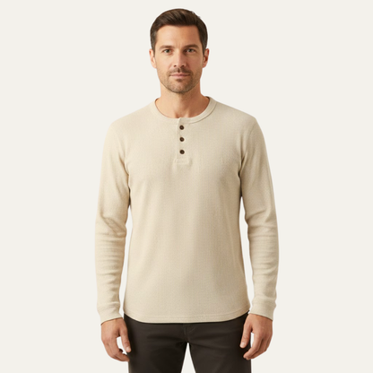 Men's Slim Fit Thermal Cotton Henley Shirt