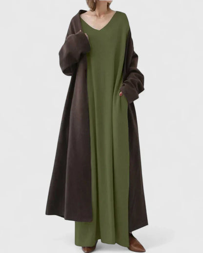 Ladies Elegant V Neck Floor Length Dress