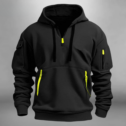Men's Quarter Zip Hoodie Multi Pocket