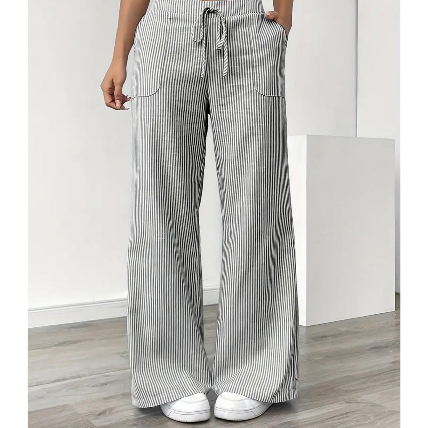 Comfortable Stripe Pants With Side Pockets
