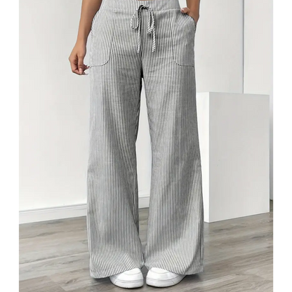 Comfortable Stripe Pants With Side Pockets