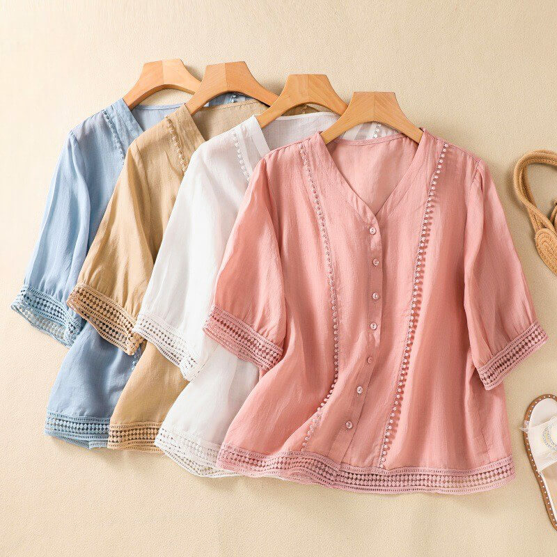 Breathable Cotton Blend Women's Top
