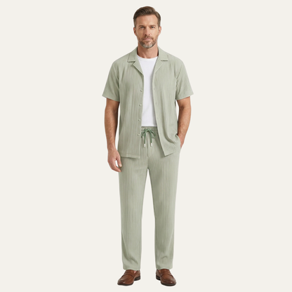 Men's Linen Two Piece Set Lightweight Shirt Pants