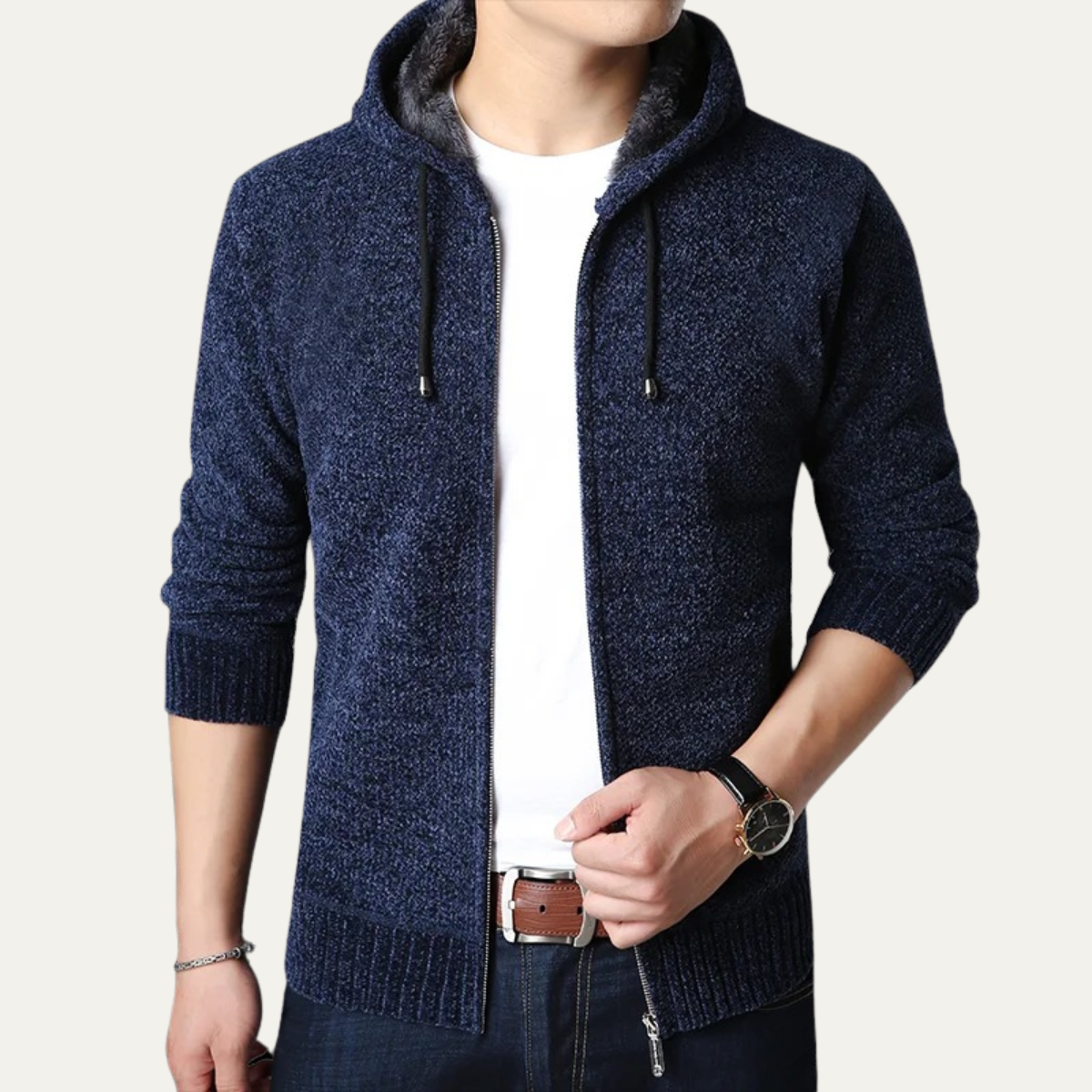 Men's Casual Knit Zip Hoodie Jacket