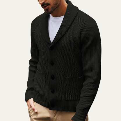 Men's Shawl Collar Knit Cardigan With Pockets
