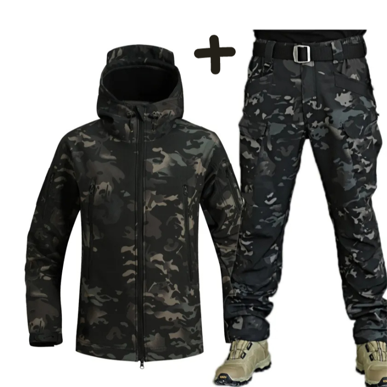 Men's Tactical Hooded Jacket And Cargo Pants Set