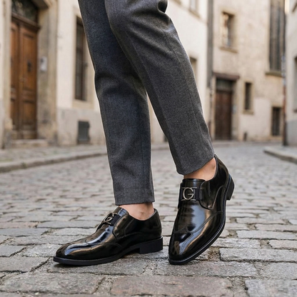 Men’s Leather Slip On Shoes Metal Detail Formal Loafers