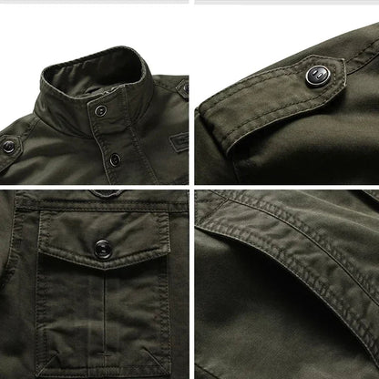 Men's Military Jacket Cotton Rugged Style Khaki