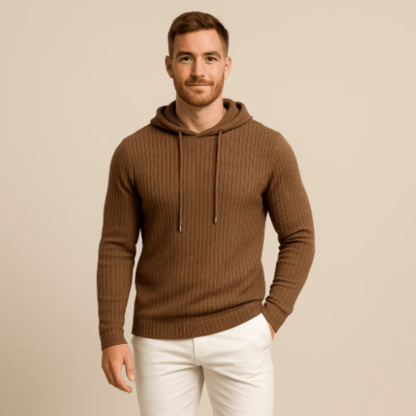 Men's Slim Fit Ribbed Knit Hoodie Sweater
