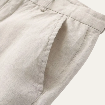 Alderfall Men's Linen Pants Loose Fit Casual Beige