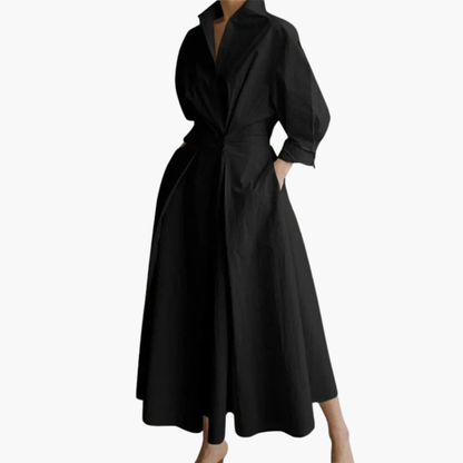 Women's Long Sleeve Shirt Dress Button Front
