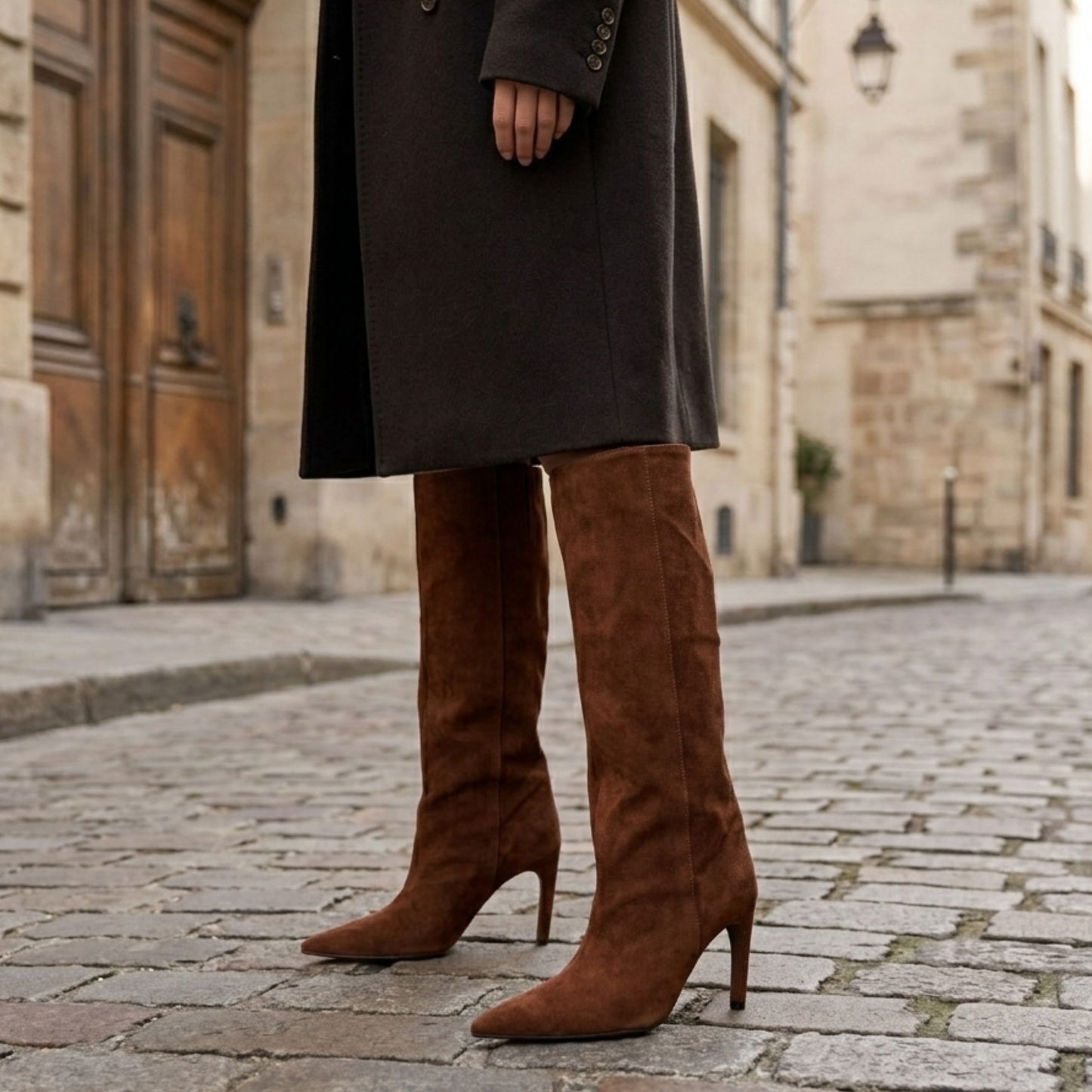 Knee High Boots Stiletto Heel Pointed Toe Suede Women