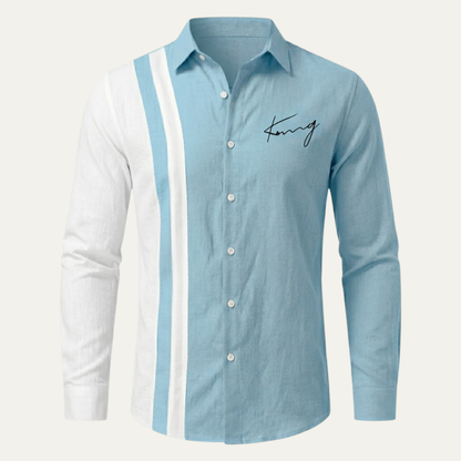 Men's Color Block Striped Dress Shirt