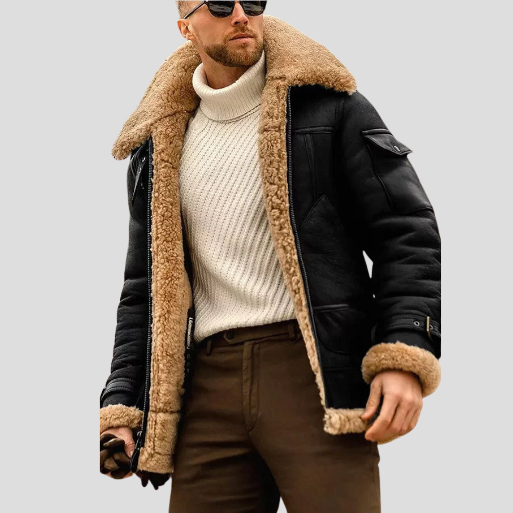 Men's Leather Biker Jacket Camel