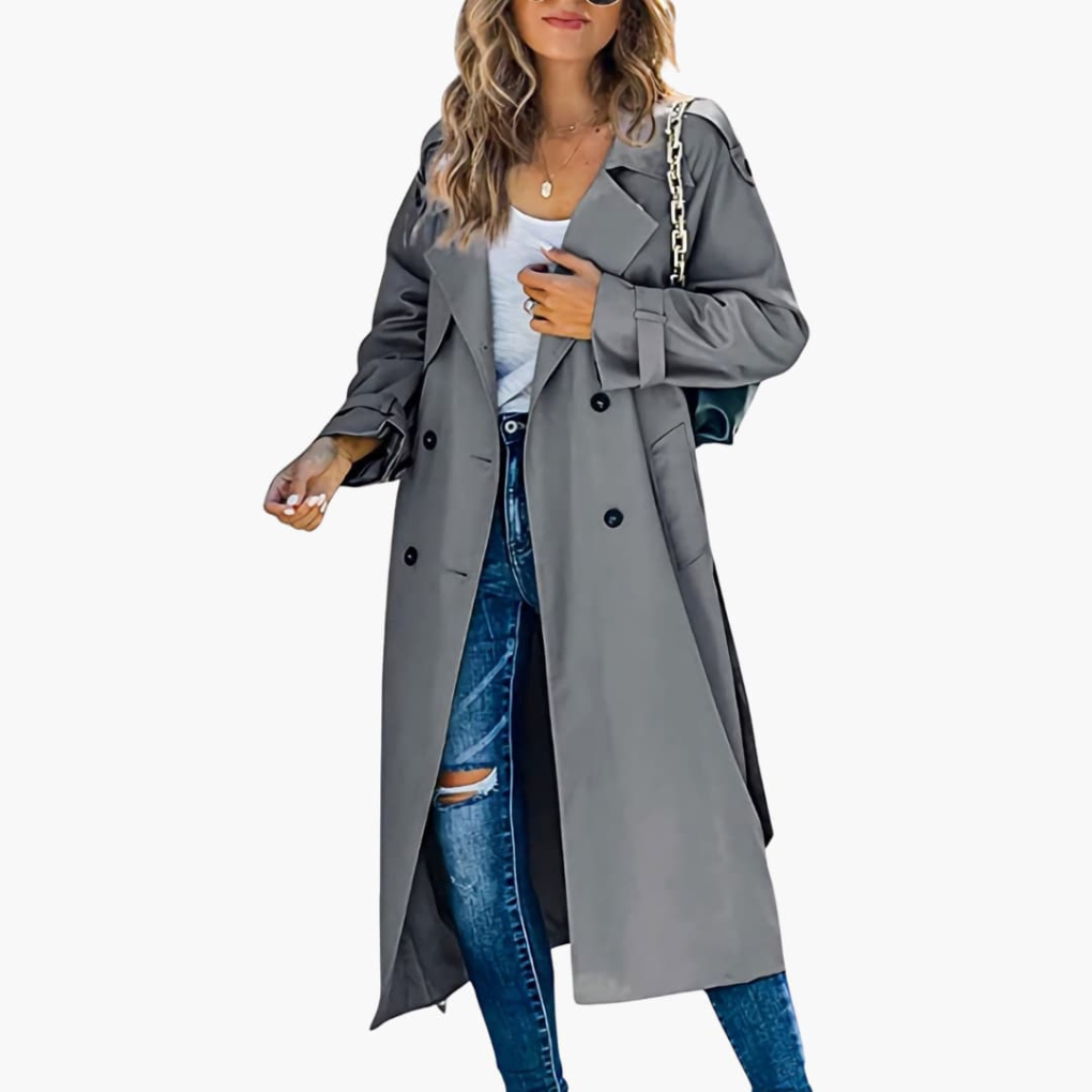 Women's Trench Coat Button Front Waterproof