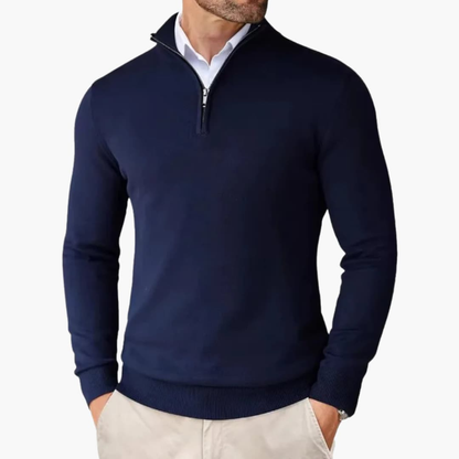 Men's Quarter Zip Pullover Ribbed Hem