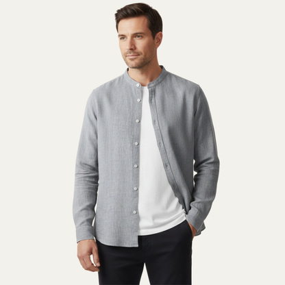 Men's Linen Shirt Thin Round Neck Vintage Style