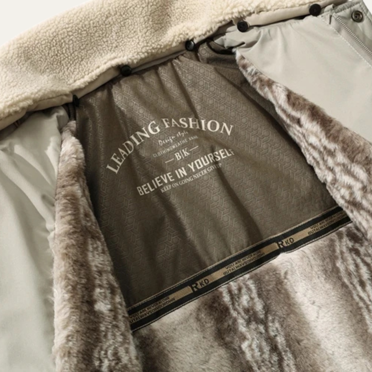Men's Quilted Winter Jacket Fur Lined Sherpa Collar
