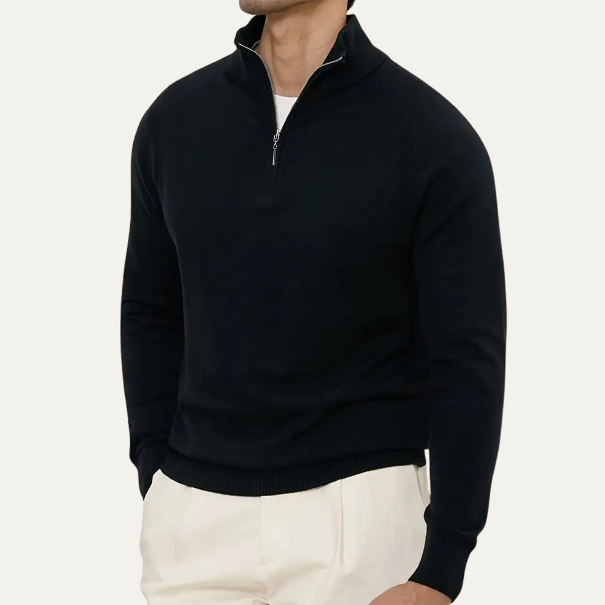 Men's Classic Mock Neck Half Zip Sweater