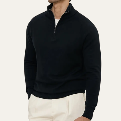 Men's Classic Mock Neck Half Zip Sweater