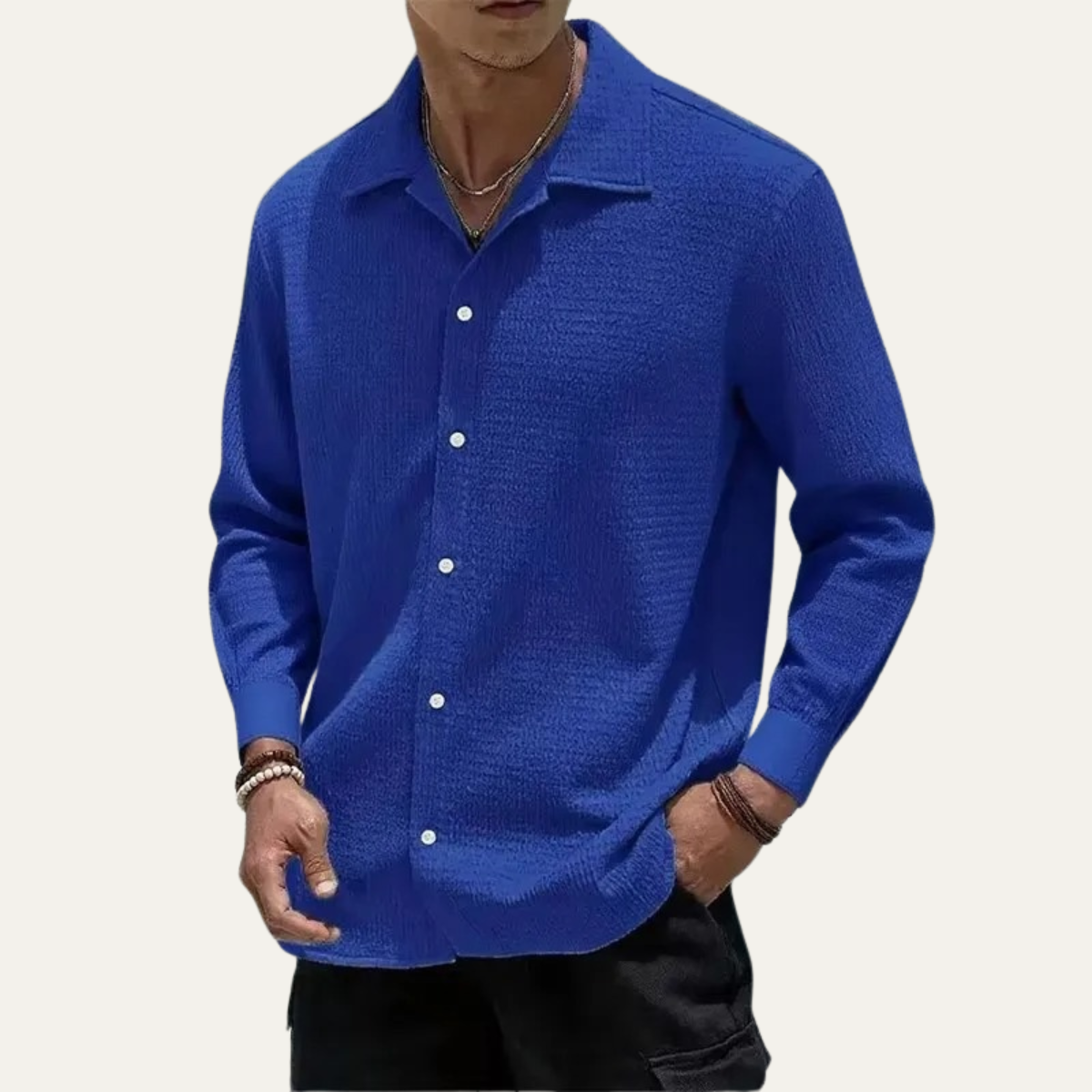 Men's Relaxed Fit Textured Casual Shirt