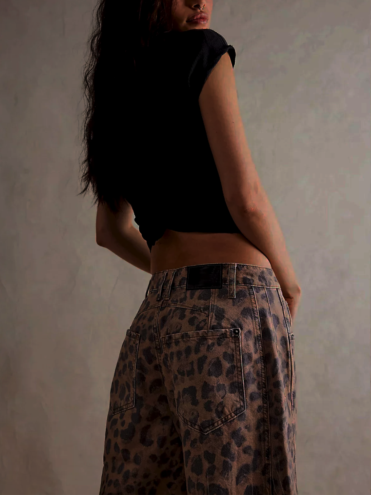Women's Leopard Print Barrel Jeans