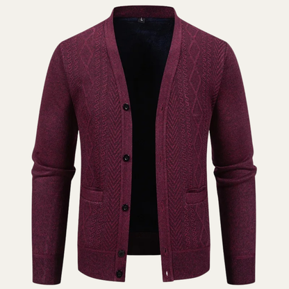 Men's V Neck Knitted Cardigan