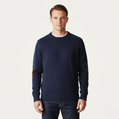 Men's Oversized Knit Sweater Elbow Patches
