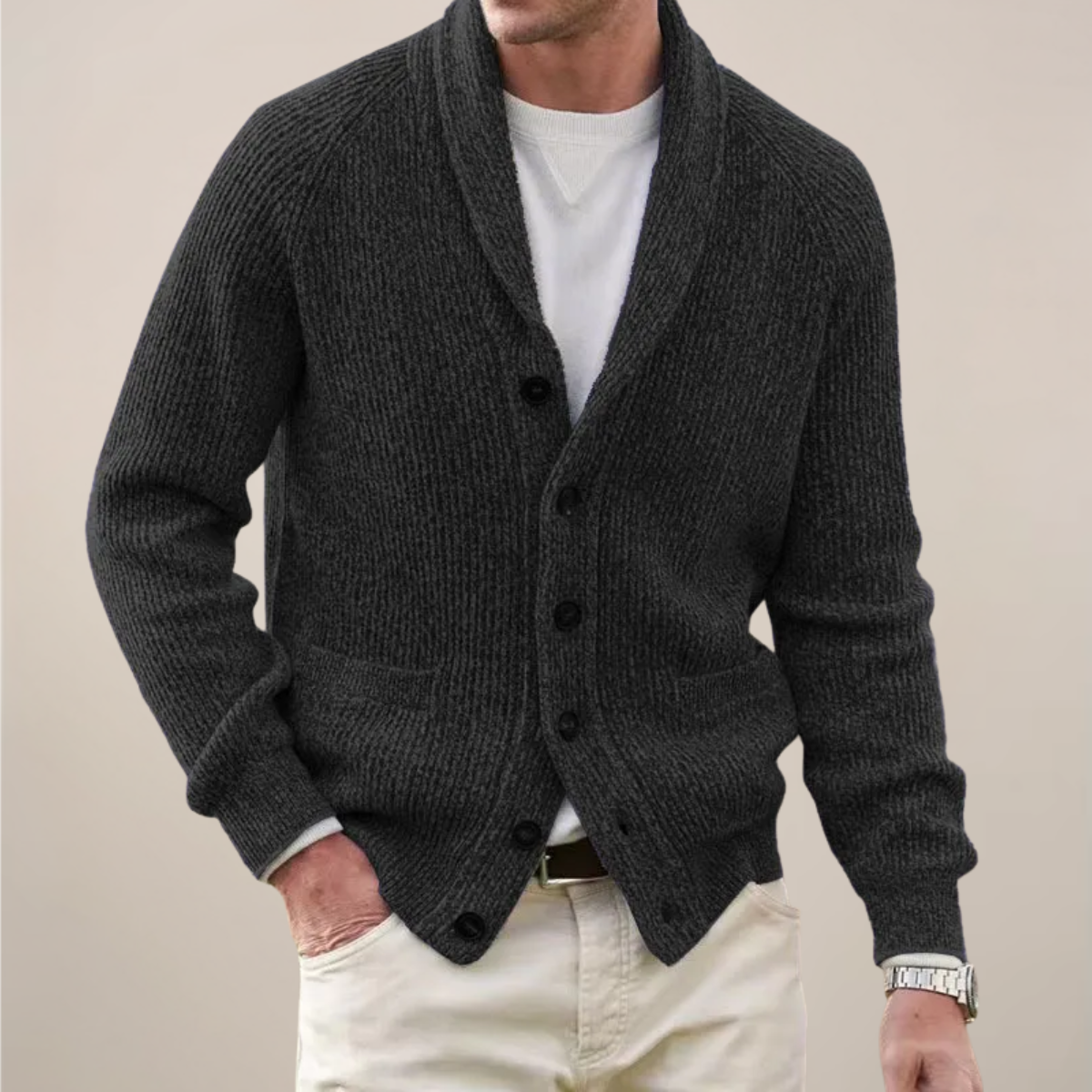 Lucas | Men's Lightweight Crew Neck Sweater Cardigan