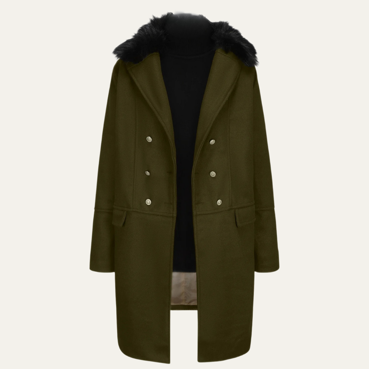 Men's Fur Collar Double Breasted Jacket