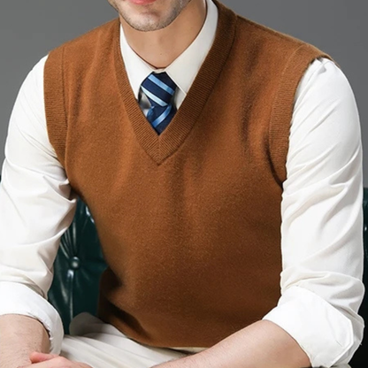 Men's Soft V Neck Knitted Vest Anti Pilling