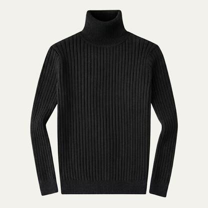 Men's Slim Fit Turtleneck Sweater Ribbed Knit