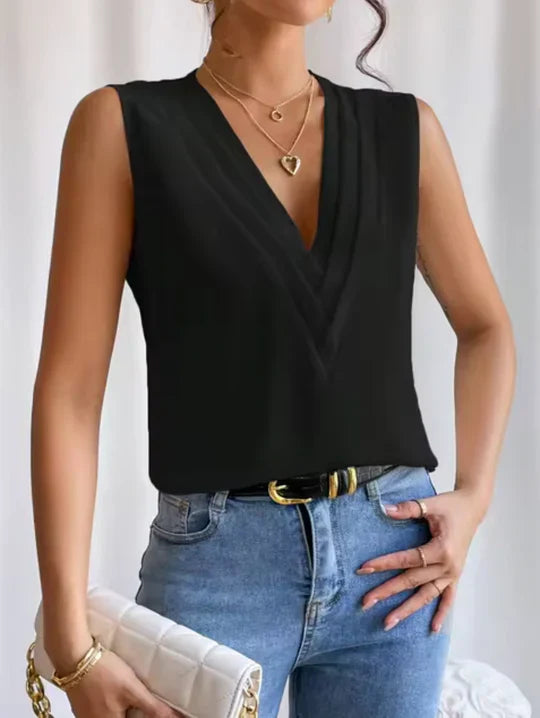 Women's Sleeveless V-Neck Elegant Simplicity