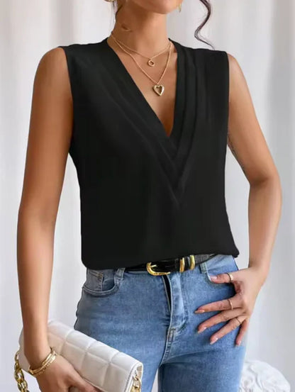 Women's Sleeveless V-Neck Elegant Simplicity