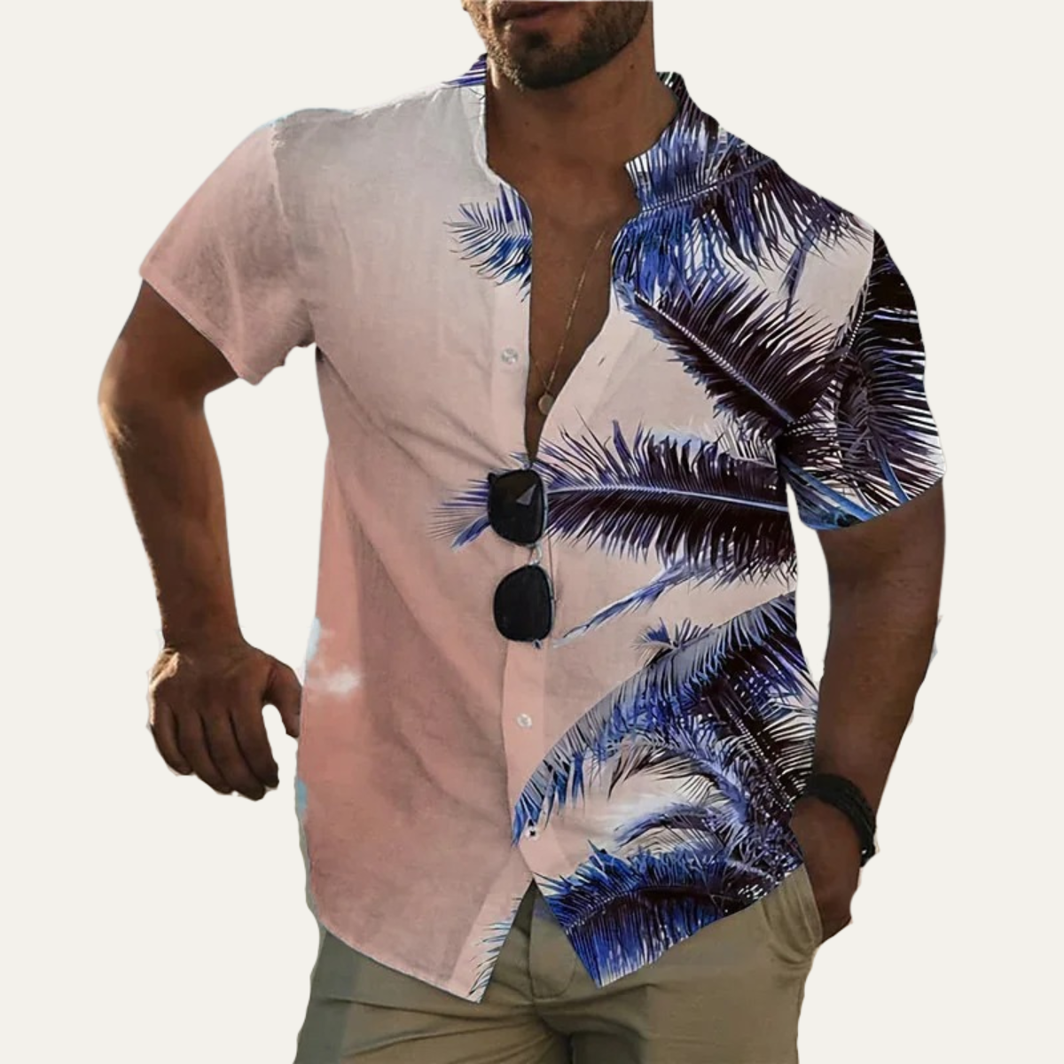Men's Hawaiian Beach Shirt Tropical Print Cotton Relaxed Fit