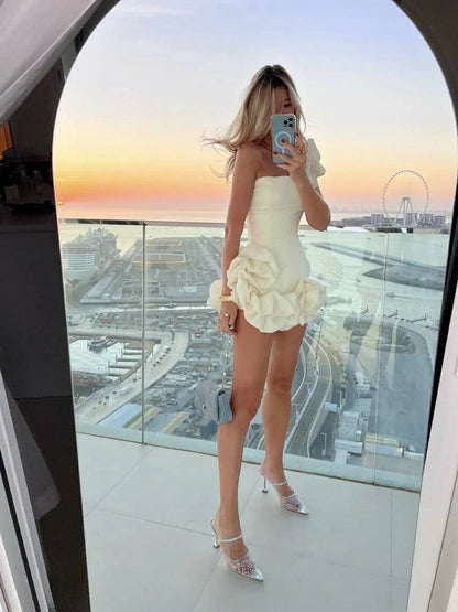 Ruffled Hem Off Shoulder Corset Dress