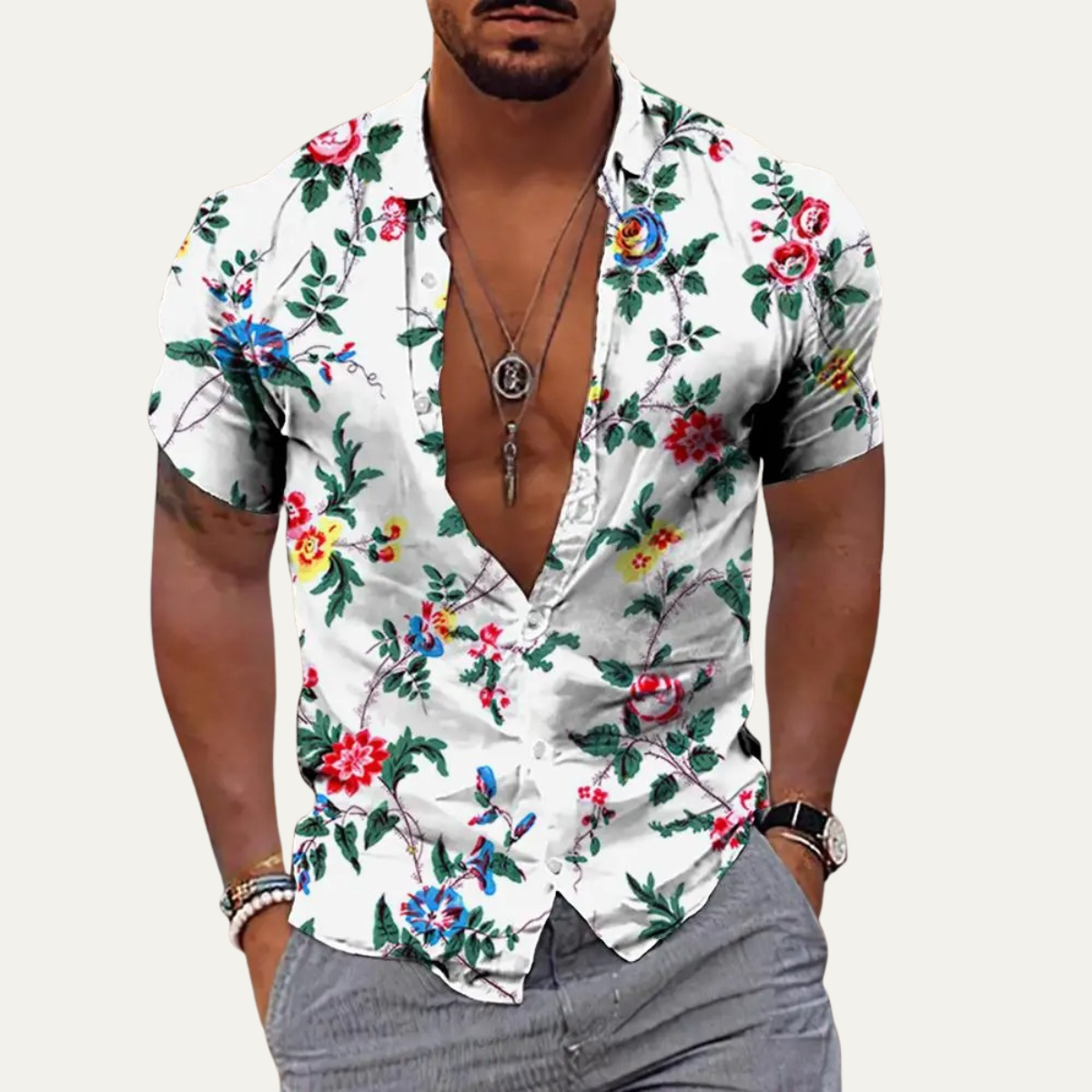 Men's Hawaiian Beach Shirt Coconut Print