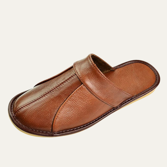Men's Leather Mule Slippers - VibreMode