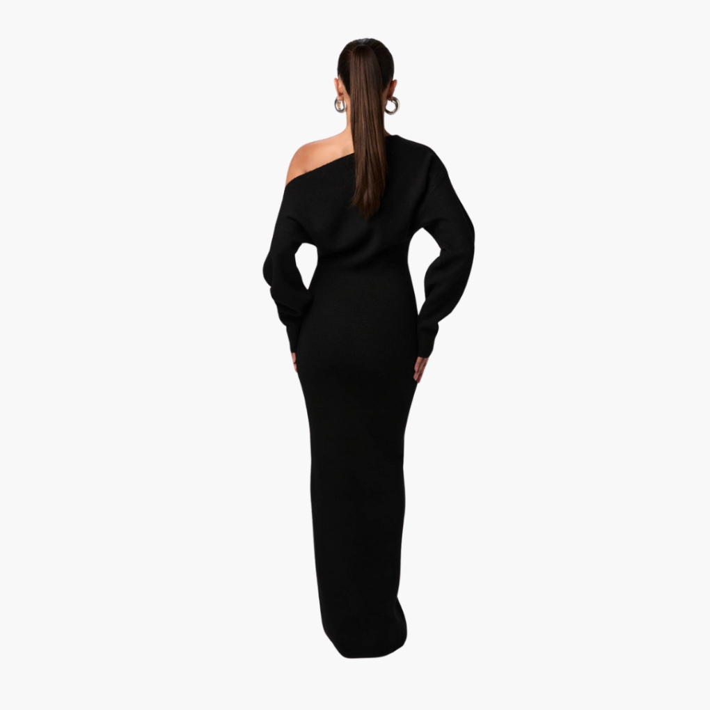 Women's Off-Shoulder Knit Evening Dress