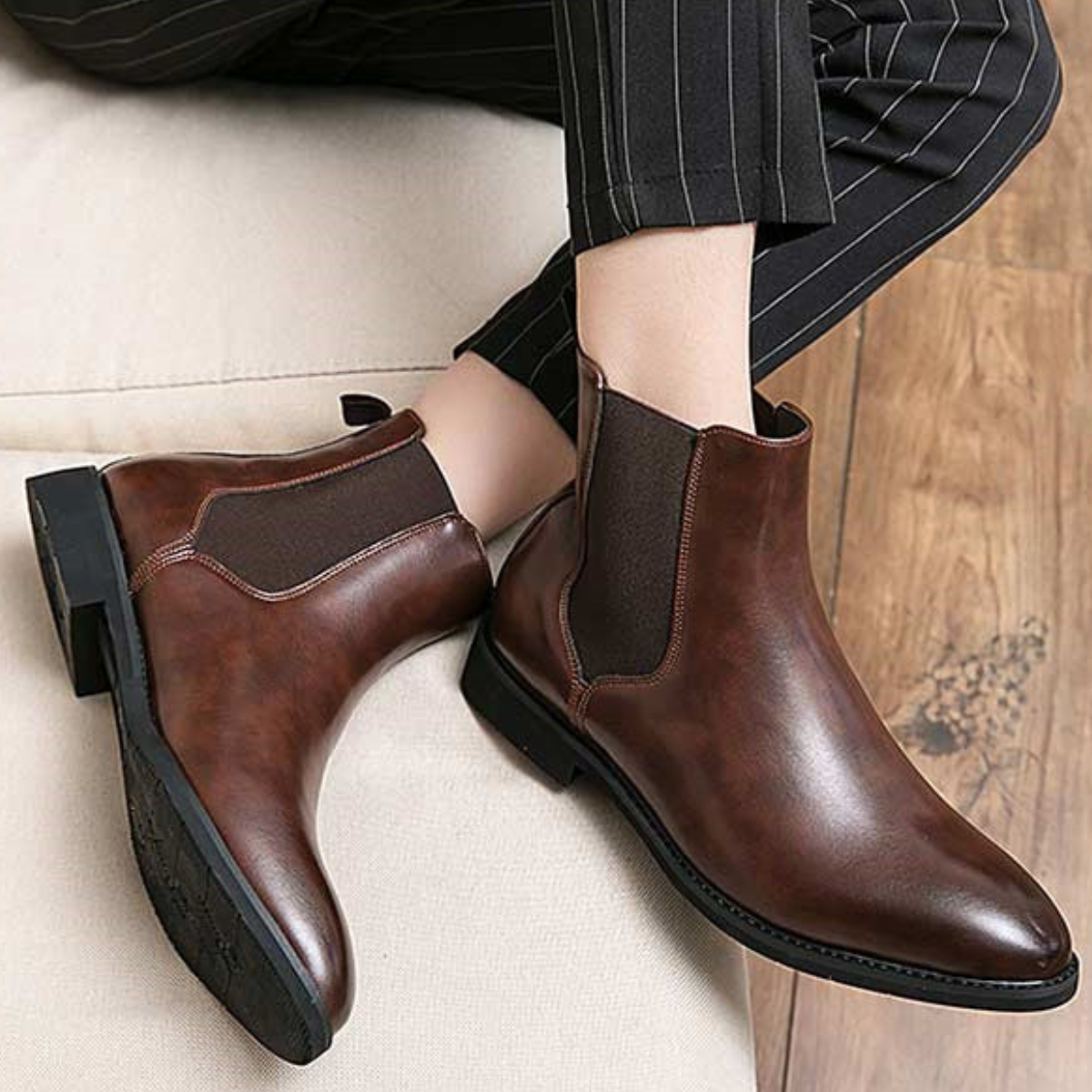 Men's Leather Chelsea Boots Vintage Brown