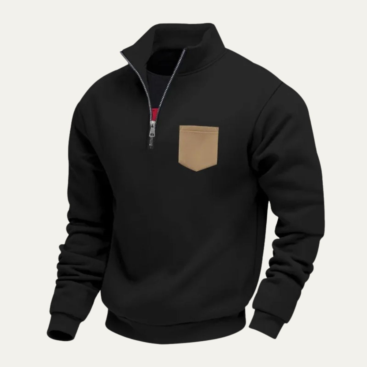 Men's Casual Half Zip Sweater With Pocket