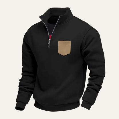 Men's Casual Half Zip Sweater With Pocket