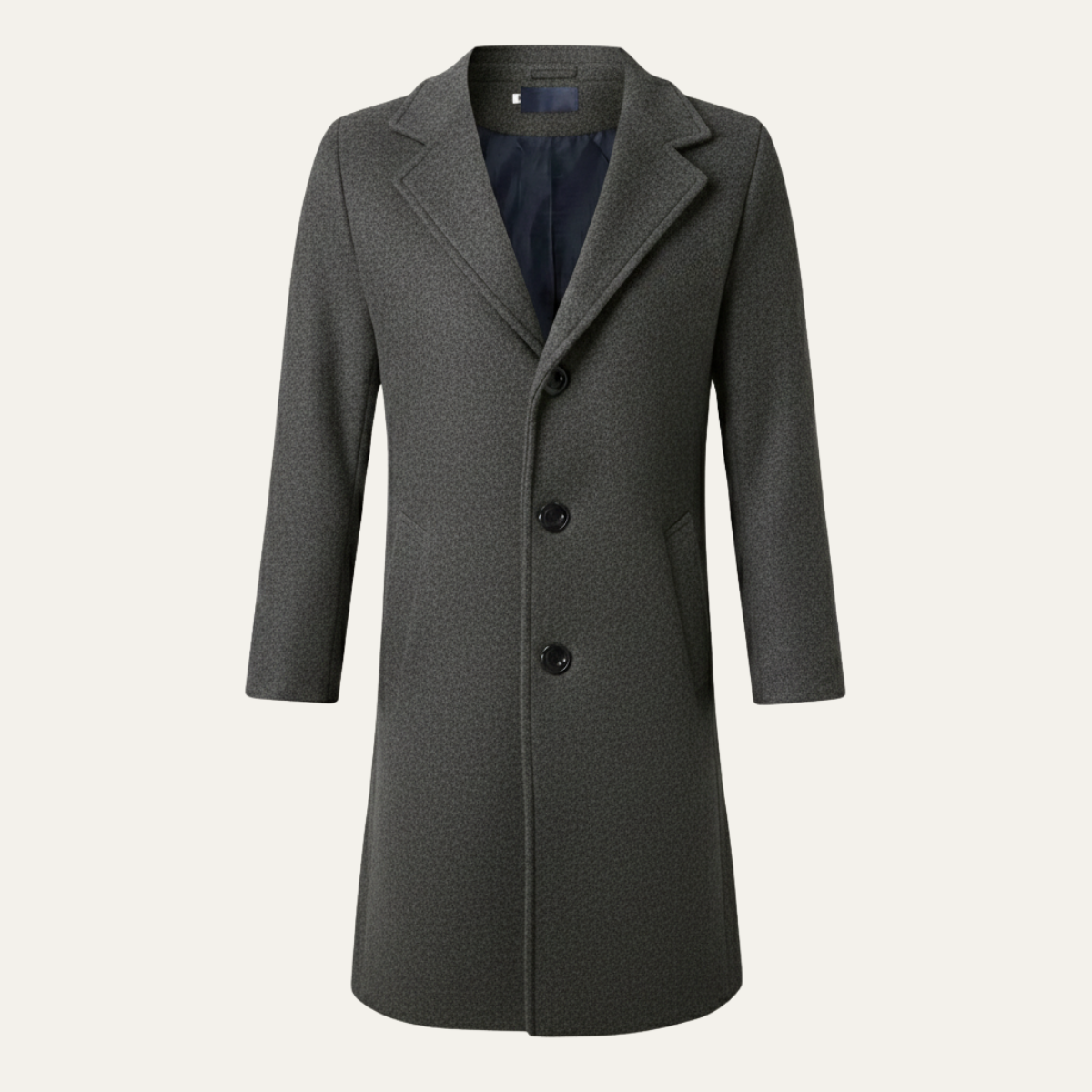 Men's Double Breasted Wool Overcoat Long Black