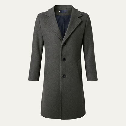Men's Double Breasted Wool Overcoat Long Black